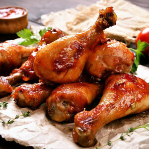 Crispy-fried chicken drumsticks marinated in a special spice blend.